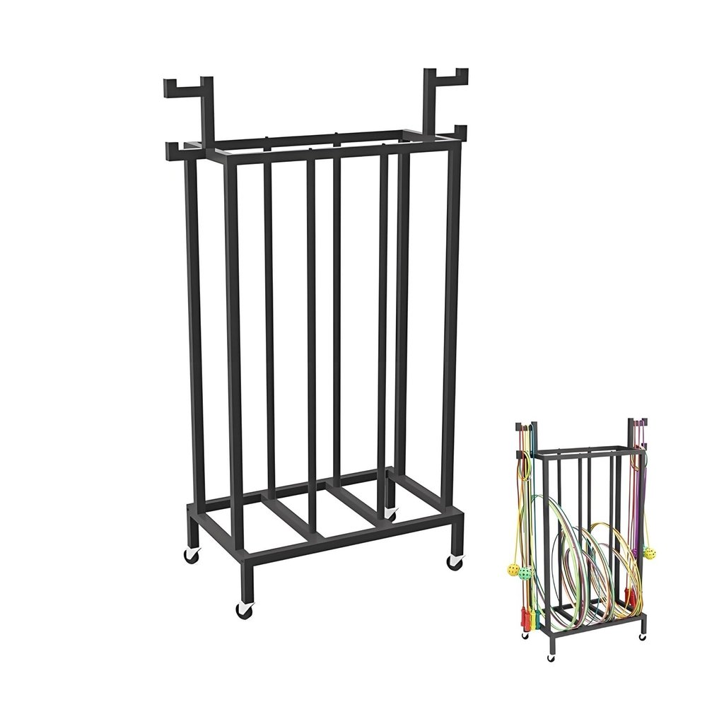 Aimery Exercise Hoop and Jump Rope Storage Cart, Heavy-Duty Holder with Wheels, Gym Equipment Rack