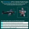 1/6 Five-Cylinder Radial Engine Model, Metal Aircraft Engine DIY Assembly Kit, Functional Electric Simulation Model, Internal Combustion Motor, Educational STEM Project for Aviation Fans, 250+PCS view 3