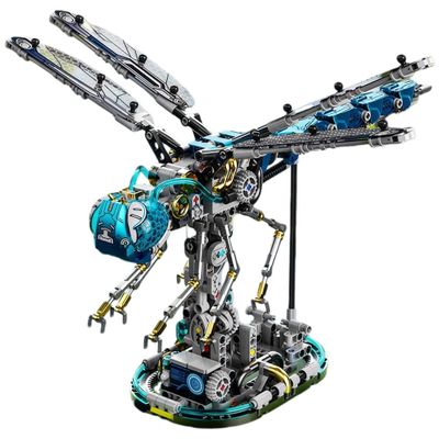 Adult Steampunk Dragonfly Building Block Set, Animal Insect Model with LED Light and Display Stand, Suitable for Boys and Hobbyists' Collection Display (866 Pieces)