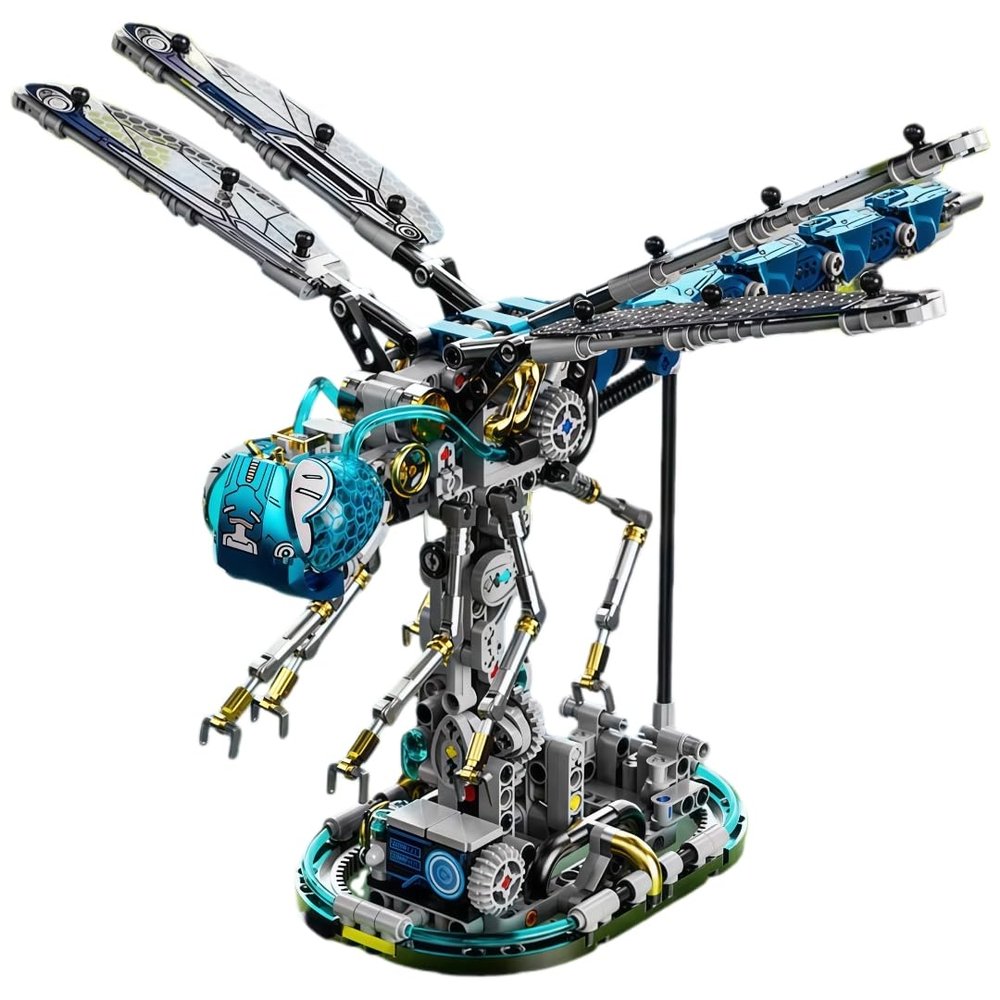 Adult Steampunk Dragonfly Building Block Set, Animal Insect Model with LED Light and Display Stand, Suitable for Boys and Hobbyists' Collection Display (866 Pieces)