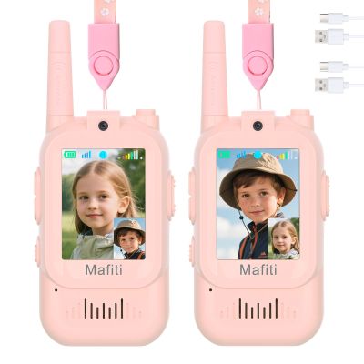 Mafiti Video Walkie Talkies for Kids 2 Pack Rechargeable Birthday Gift Toddler Toys for 3 4 5 6 7 8 Year Old Boys Girls 1000 Feets Long Range Indoor Outdoor Play(Pink+Pink)