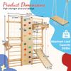 10-in-1 Montessori Indoor Jungle Gym & Wooden Climbing Playset for Kids Ages 3-12 | Swedish Ladder with Slide, Swing, Monkey Bars, Rope | 500 lbs Capacity, Wall-Leaning Space-Saving Design view 3