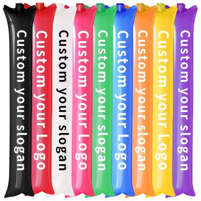 100Pcs 10x60 cm Custom Thunder Sticks  Personalized Inflatable Cheering Sticks, Single-Color Printed Noise Makers for Sports, Team Spirit, Concerts & Festivals