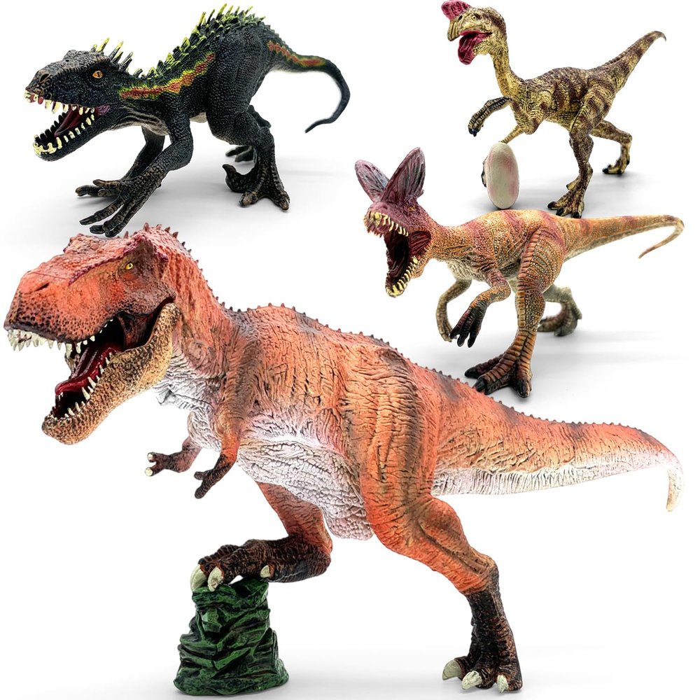 BIROHOSR Dinosaur Playset with 14" Indominus Rex & 8 Detailed Dino Figures - Educational Toy for 3-8 Year Old Boys Girls (4 PCS Orange Indominus Rex)