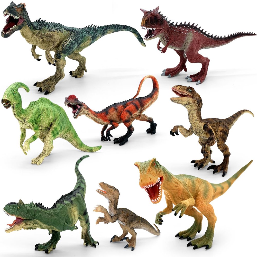BIROHOSR Dinosaur Playset with 14" Indominus Rex & 8 Detailed Dino Figures - Educational Toy for 3-8 Year Old Boys Girls (8 PCS Movable Jaw Dino)