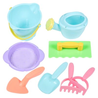 Abaodam Beach Sand Play Kit with Shovels Rake Bucket Watering Can Sand Timer Outdoor Summer for Boys Beach Park Random Color