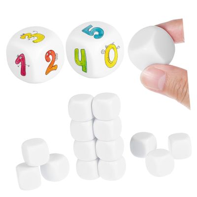 BESPORTBLE 20 Pcs Acrylic Blank Dice Rounded Smooth Surface Dry Erase DIY Dice for Teaching Math Counting Board Games Party Supplies
