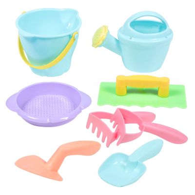 Beaupretty Beach with Shovels Rake Bucket Watering Can Sand Tools Lightweight Outdoor Play for Boys and Portable Warm-Season Sand Digging Kit for Park and Beach Fun Random Color