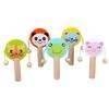 FRCOLOR 5pcs Wooden Rattle Cartoon Animal Handheld Drums for Early Education Sensory Development Portable Plaything with Smooth Surface Material view 1