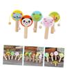 FRCOLOR 5pcs Wooden Rattle Cartoon Animal Handheld Drums for Early Education Sensory Development Portable Plaything with Smooth Surface Material view 2