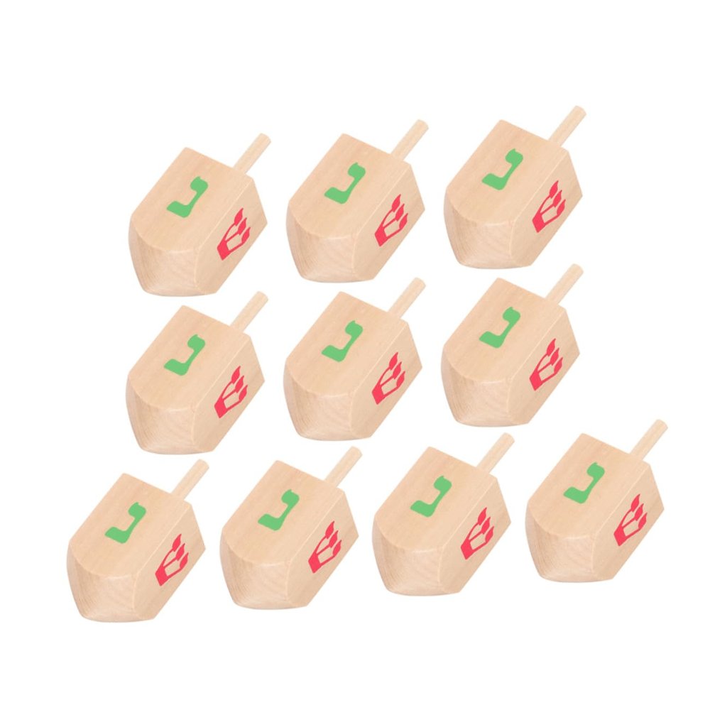 Vaguelly 10 Pcs Wooden Spinning Tops for Smooth Stable Gyro Childsafe Wood Material for Cognitive Development Hand-Eye Coordination Skill Building for Indoor and Outdoor Play
