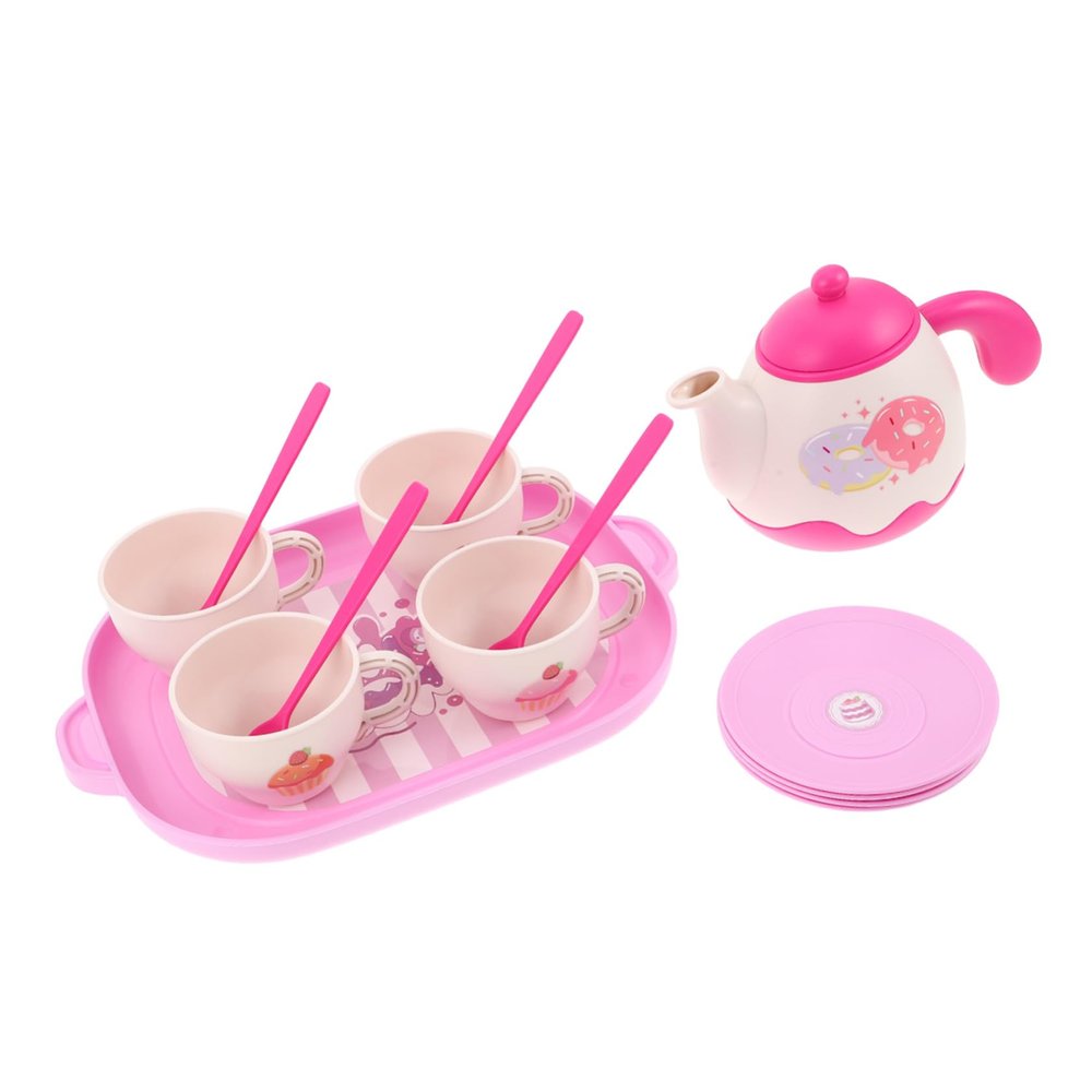 Uonlytech Pretend Play Tea Set Plastic Kitchen for Realistic Afternoon Tea Party Accessories Interactive Roleplay