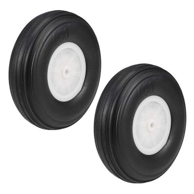 4.5" Tire and Wheel Sets for RC Car Airplane, PU Sponge RC Airplane Aircraft Wheel Replacement for DIY Model Plane Aircraft Helicopter