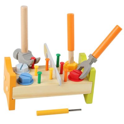BESPORTBLE Educational Wooden Pounding Peg Workbench for Hammer Bright Color Montessori Tool for Fine Motor Skills Development Indoor Early Learning Activity