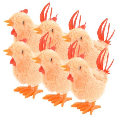 Yardwe 6pcs Wind-up Plush Chicken for Funny Jumping Chicks with Manual Clockwork Mechanism Soft for Indoor Play and Collectible Fun