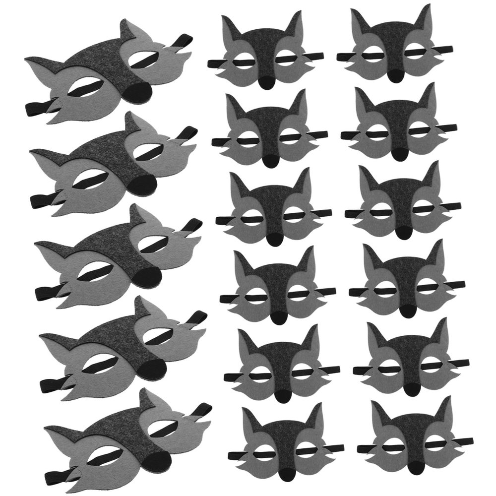 Abaodam 15pcs Wolf Masks Half Face Animal Masquerade Costume Accessories Breathable Nonwoven Fabric with Elastic Straps for Jungle Theme Parties Preschool Performances