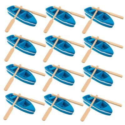 Vaguelly 15 Sets Miniature Wooden Rowboat Models with Oars Craft Boats for DIY Dollhouse Accessories Nautical Tabletop Decorations Sturdy Wood Canoe Figurines for Home Decor