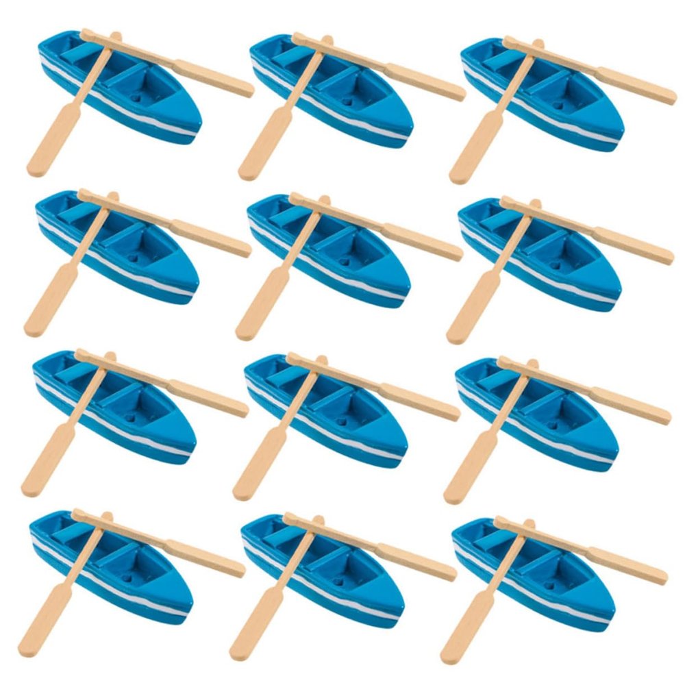 Vaguelly 15 Sets Miniature Wooden Rowboat Models with Oars Craft Boats for DIY Dollhouse Accessories Nautical Tabletop Decorations Sturdy Wood Canoe Figurines for Home Decor