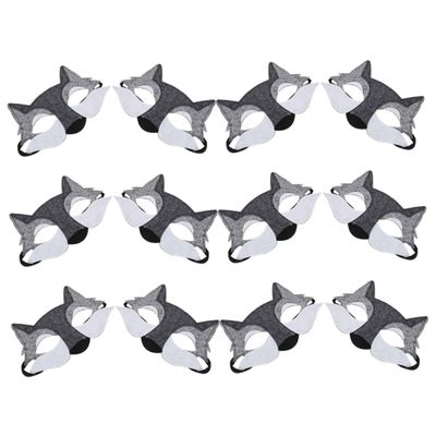 Abaodam 12pcs Felt Half Face Wolf Masks for Halloween Masquerade Celebration Creature Face Cover Lightweight Breathable Costume Accessories for Cosplay Festival