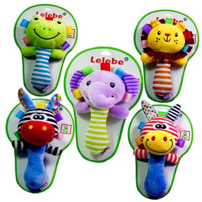 Abaodam Year Plush Elephant Hand Rattle with Sound Wrist Rattles for Boys and Educational Animal Hand Bells for Hearing Development and Hand-Eye Coordination Soft Safe Gift for Newborns