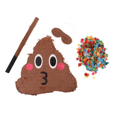 BESPORTBLE Funny Poop Emoticon with Bat and Confetti for Birthday Party Games Easy Hang Decoration for Indoor Outdoor Celebrations Random Color