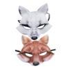 Abaodam 2pcs Half Face Fox Cosplay Mask EVA Soft Lightweight Costume Accessory for Halloween Masquerade Parties Realistic Detail Fit Brown and White Animal Dress Up Cover view 1