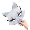Abaodam 2pcs Half Face Fox Cosplay Mask EVA Soft Lightweight Costume Accessory for Halloween Masquerade Parties Realistic Detail Fit Brown and White Animal Dress Up Cover view 4