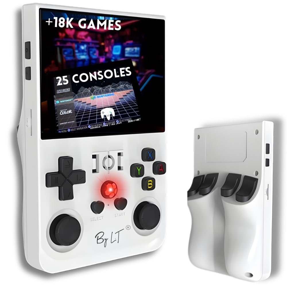 Portable Game Console +18,000 Games - Full HD high-Resolution Screen, 128GB Expandable Memory, Linux 2.0 License, WiFi, Multiplayer + 4 Rear Triggers R1/L1 R2/L2, Headphone Jack