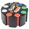Playzaic Suited Poker Chip Carousel Set - 200 11.5-Gram Clay Composite Chips with Wooden Spinning Case, 2 Decks of Cards - Non-Denominated Casino Chips for Poker, Blackjack, and Home Games view 1