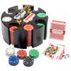 Playzaic Suited Poker Chip Carousel Set - 200 11.5-Gram Clay Composite Chips with Wooden Spinning Case, 2 Decks of Cards - Non-Denominated Casino Chips for Poker, Blackjack, and Home Games view 2