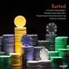 Playzaic Suited Poker Chip Carousel Set - 200 11.5-Gram Clay Composite Chips with Wooden Spinning Case, 2 Decks of Cards - Non-Denominated Casino Chips for Poker, Blackjack, and Home Games view 3