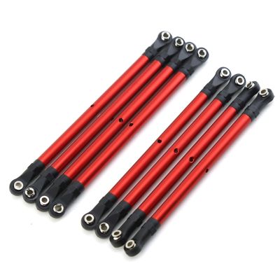 8 PCS Aluminum Alloy RC Link Rod Linkage Set 313MM Wheelbase for 1/10 AXIAL SCX10 90046 TRX4 RC Crawler Car Accessories(Red)