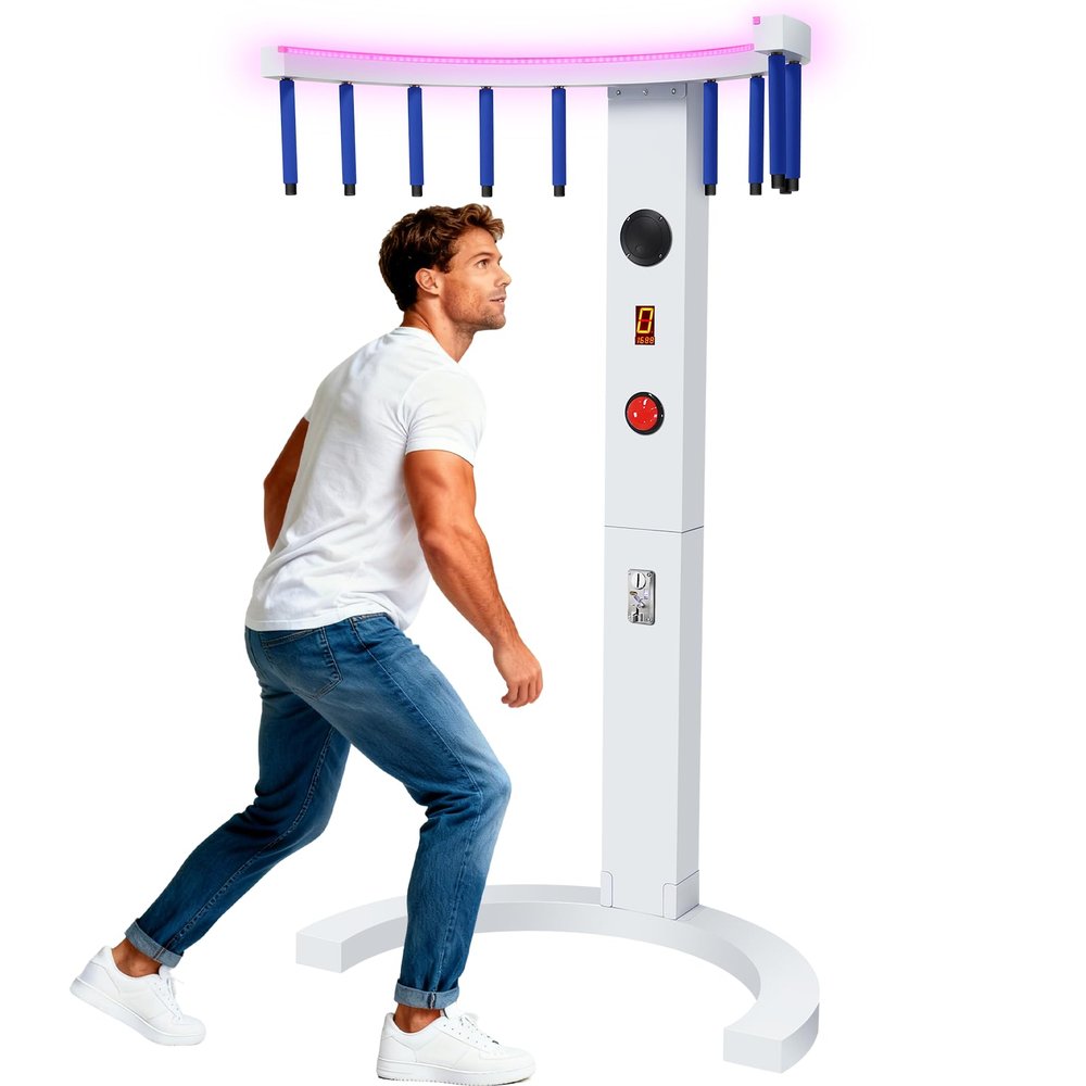 Catch Stick Arcade Game Machine - Coin Operated for Kids & Adults, Fun Reflex Test for Family Game Night, Parties, Carnivals and Bars (White)