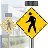 16 Flashing LED Highlight Road Traffic Blinking Street Warning Sign,Solar Pedestrian Crossing Sign,Aluminum IP65,Weatherproof Crosswalk Signs for Park School Urban 24inches view 1