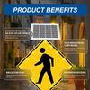 16 Flashing LED Highlight Road Traffic Blinking Street Warning Sign,Solar Pedestrian Crossing Sign,Aluminum IP65,Weatherproof Crosswalk Signs for Park School Urban 24inches view 4