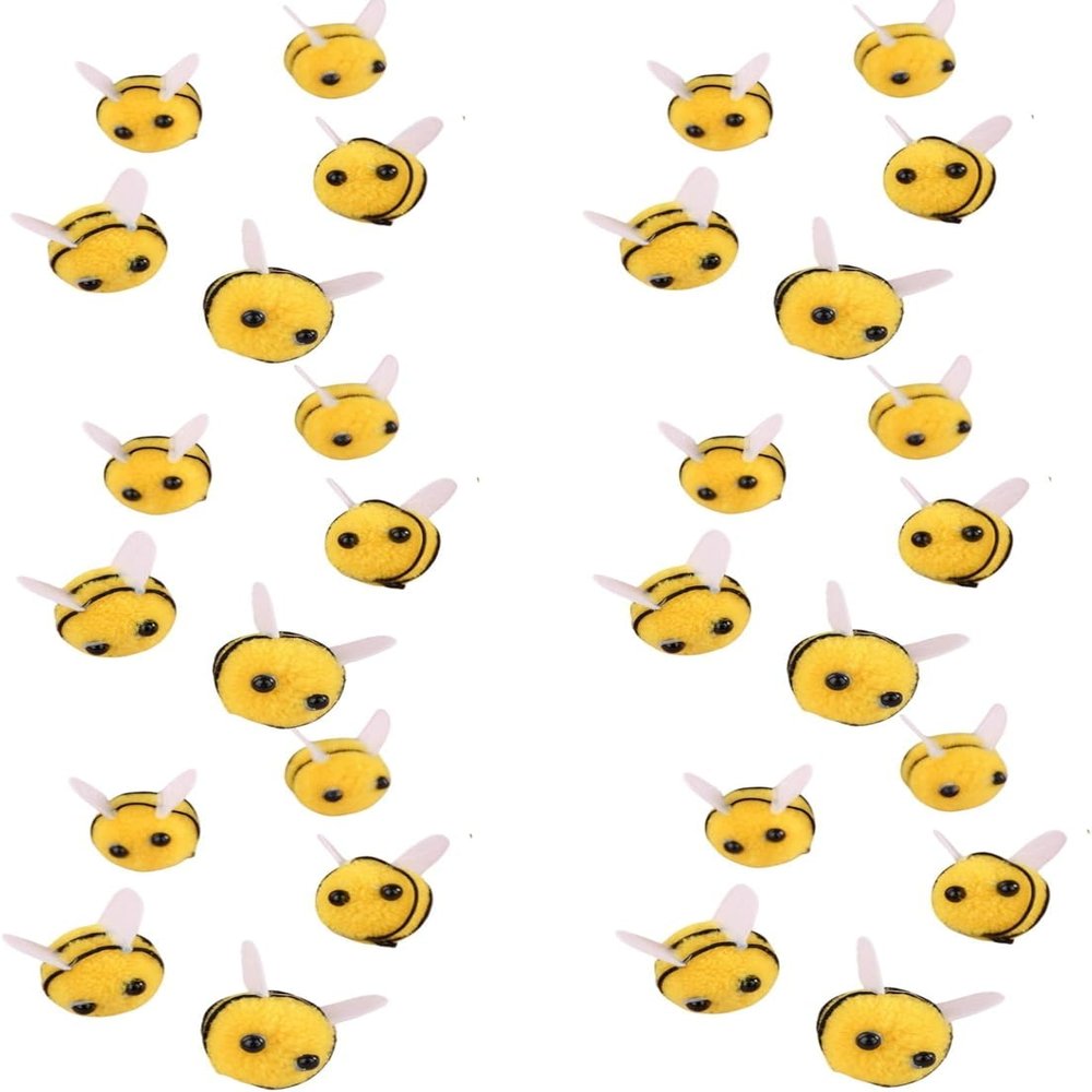 30 Pcs Felt Bees for Crafts Cute Pom Pom Bees Small Felt Craft Balls Mini Bees Figures for Decorations DIY Supplies Felt Applique Kits