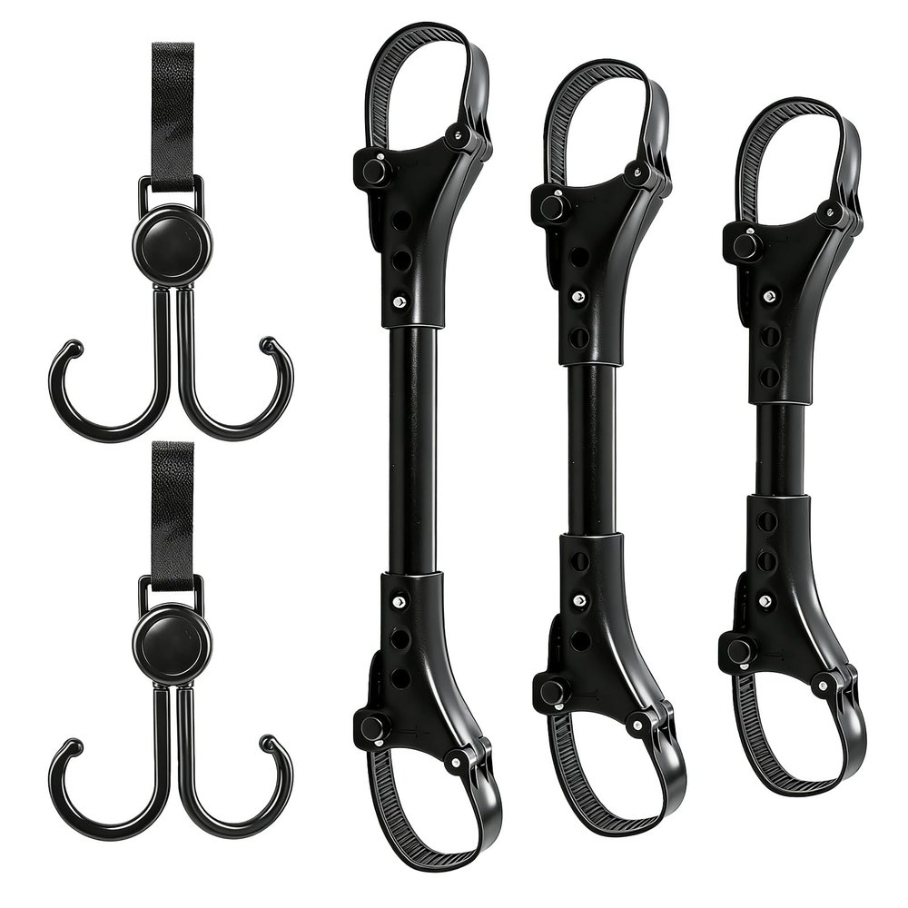 3pcs Stroller Connector with 2pcs Stroller Hook,Adjustable and Easy to Install,Baby Stroller Connector for Twins Outdoor Use 