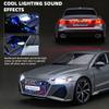 RZAPE 1:18 Audi RS7 Diecast Car,Pull Back Toy Model Cars,Remote Control Key Version Metal Toy Cars with Lights and Sounds,Gift for Children and AdultGray view 4