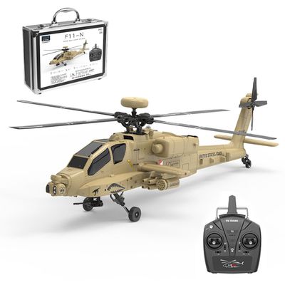 RTRHOBBY YU Xiang F11-N AH64 1/32 2.4G 6CH Coaxial Dual Rotor 6G/3D Apache RC Helicopter Model with Optical Flow Altitude Hold (RTF)