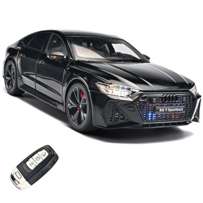 RZAPE 1:18 Audi RS7 Model Car,Pull Back Toy Diecast Cars,Remote Control Key Version Metal Toy Cars with Lights and Sounds,Gift for Children and AdultBlack Warrior