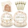 Greencian 96 Pcs Boho Baby Shower Brown Floral Party Decorations, Serves 24 view 1