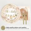 Greencian 96 Pcs Boho Baby Shower Brown Floral Party Decorations, Serves 24 view 2