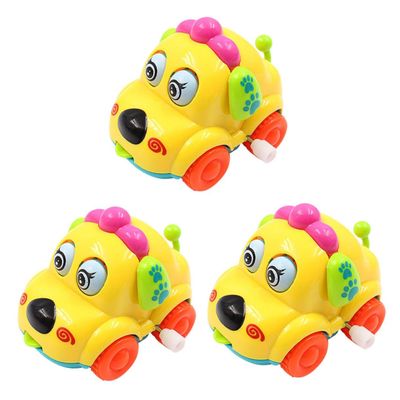 BESPORTBLE 3 Pcs Wind Up for Cartoon Dog Pattern Car Model Clockwork Playthings Abs Safe Boy Girl Pretend Play Development Random Color