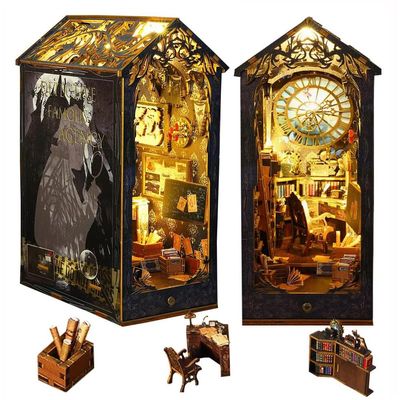 DIY Book Nook Kit DIY Dollhouse Miniature Kit with DIY Dolls House Furniture Accessories Bookends Book Stand 3D Wooden Puzzle for Adults Birthday Gift