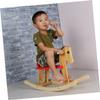 DECHOUS Wooden Little Rocking Chair for Smooth Rounded Rails Comfortable Seat Easy to Assemble Horse Design for Boys and view 2