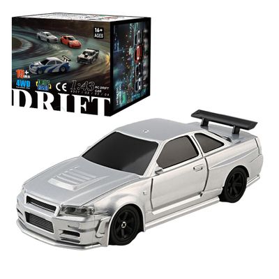 1/43 Scale Mini RC Drift Car, 2.4G 4WD Full Proportional Remote Control Sport Racing Car with 15KM/H High Speed & LED Lights, RC Electric Vehicle Toys for Adults