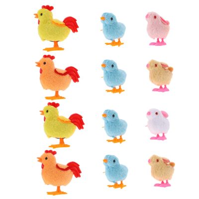 LIOOBO 12 Pcs Easter Wind-up Animal Cute Rabbit Chick Clockwork for Basket Fillers Educational Coordination Enhancing Playthings Random Color
