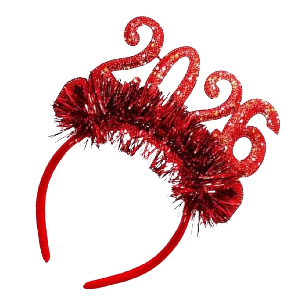 2026 Headband, Glitter Hair Accessory, Festive Costume Headpiece for Women, Birthday Party Classroom Holiday Event Indoor Celebration, Stylish New Year Eve Decoration, Comfortable Lightweight Wear