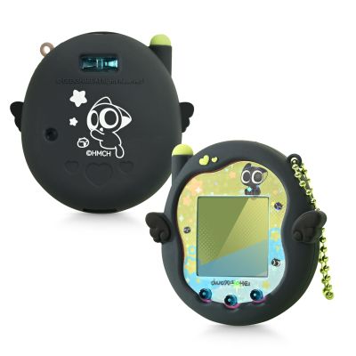 GeekShare Silicone Protective Case Compatible with Tamagotchi Uni, Cute Cartoon Black Cat in Starry Sky Design Cover Skin Shell (Solid Black)