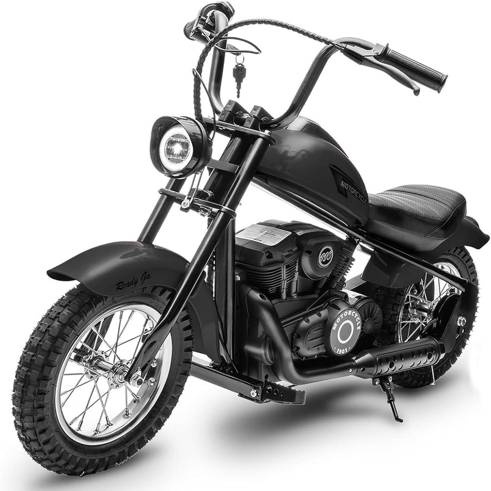 24V Electric Dirt Bike,250w Electric Motorcycle with LED Light,Up to 14MPH & 60 Minutes Continuous Motorbike for Kids,Boys,Teen,Black